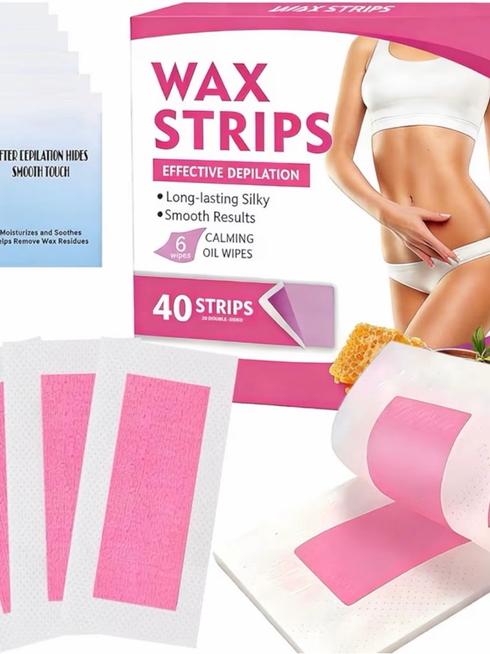 Wax Strips Hair Removal Kit for Women - Pink
